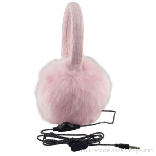 Fur ear muffs with headphones sound proof for winter, customized design